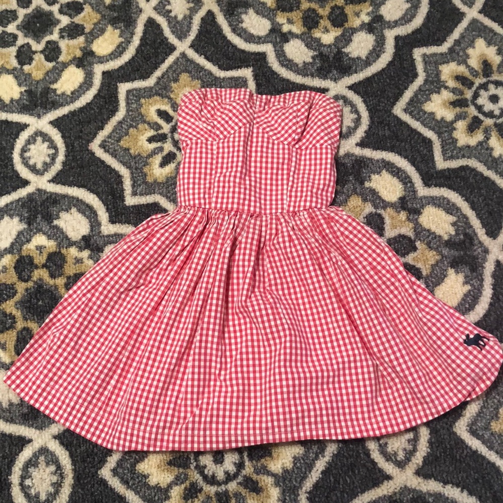Abercrombie Strapless red gingham dress XS